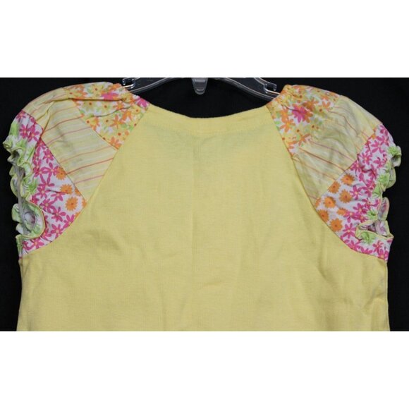 2006 Gymboree Freshly Picked Tee Shirt Flowers Lace sz 7 Cap Sleeve Puff Bow - Picture 4 of 6